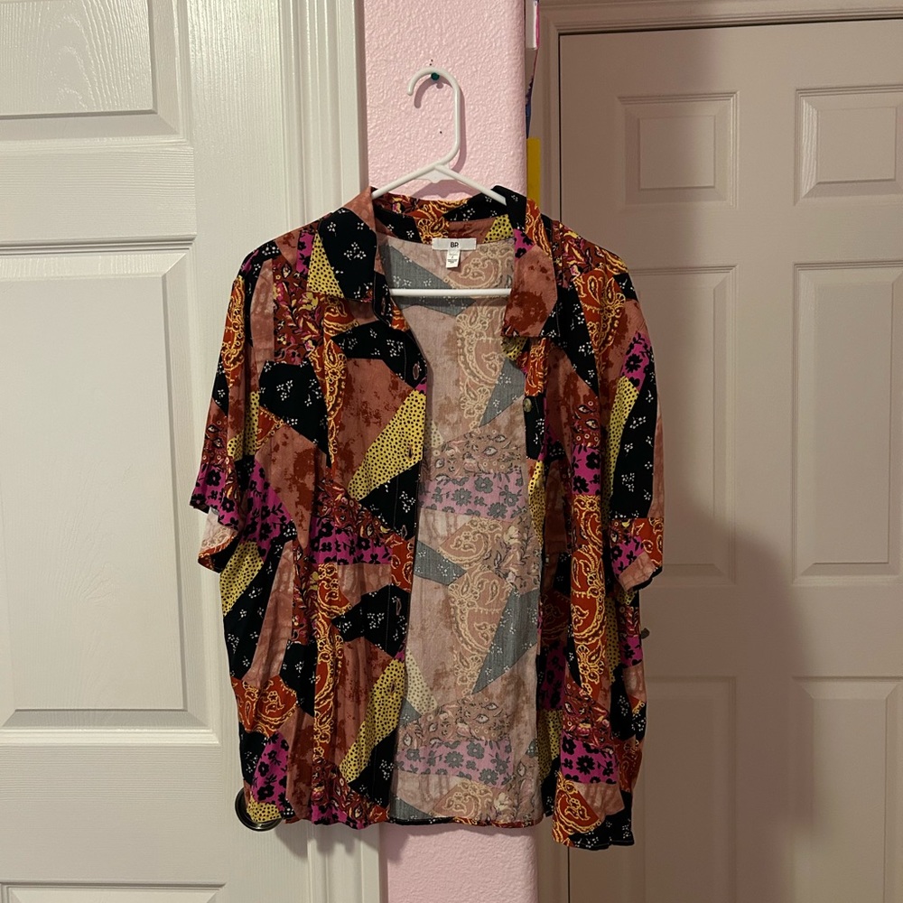 NORDSTORM BP MIXED PRINT BUTTON DOWN SHIRT